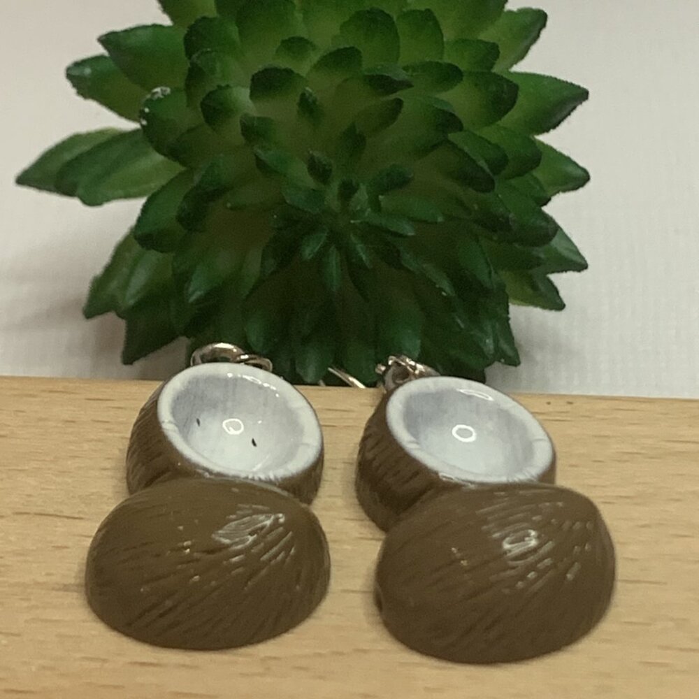 Coconut Earring, Beach Earring, Luau Earrings, Funny Food, Food Jewelry, Gift